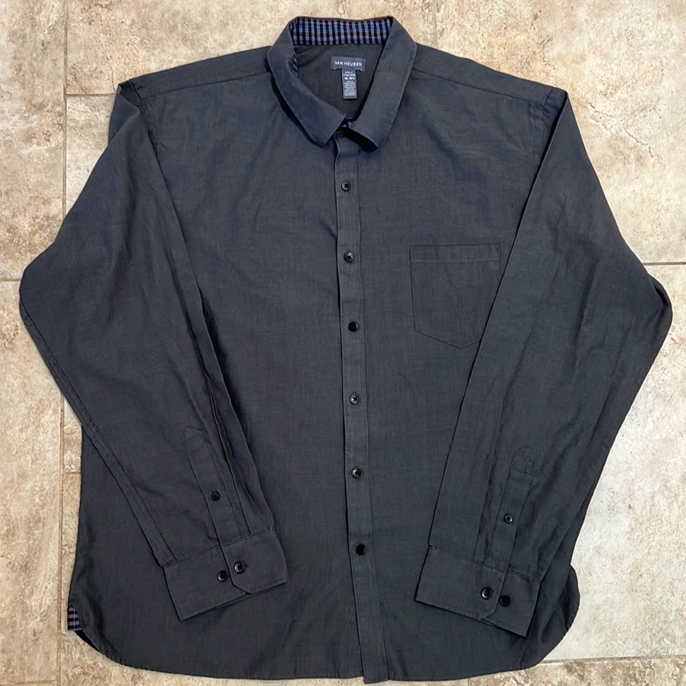Van Heusen Dark Gray Long Sleeve Shirt XXL 18-18 1/2